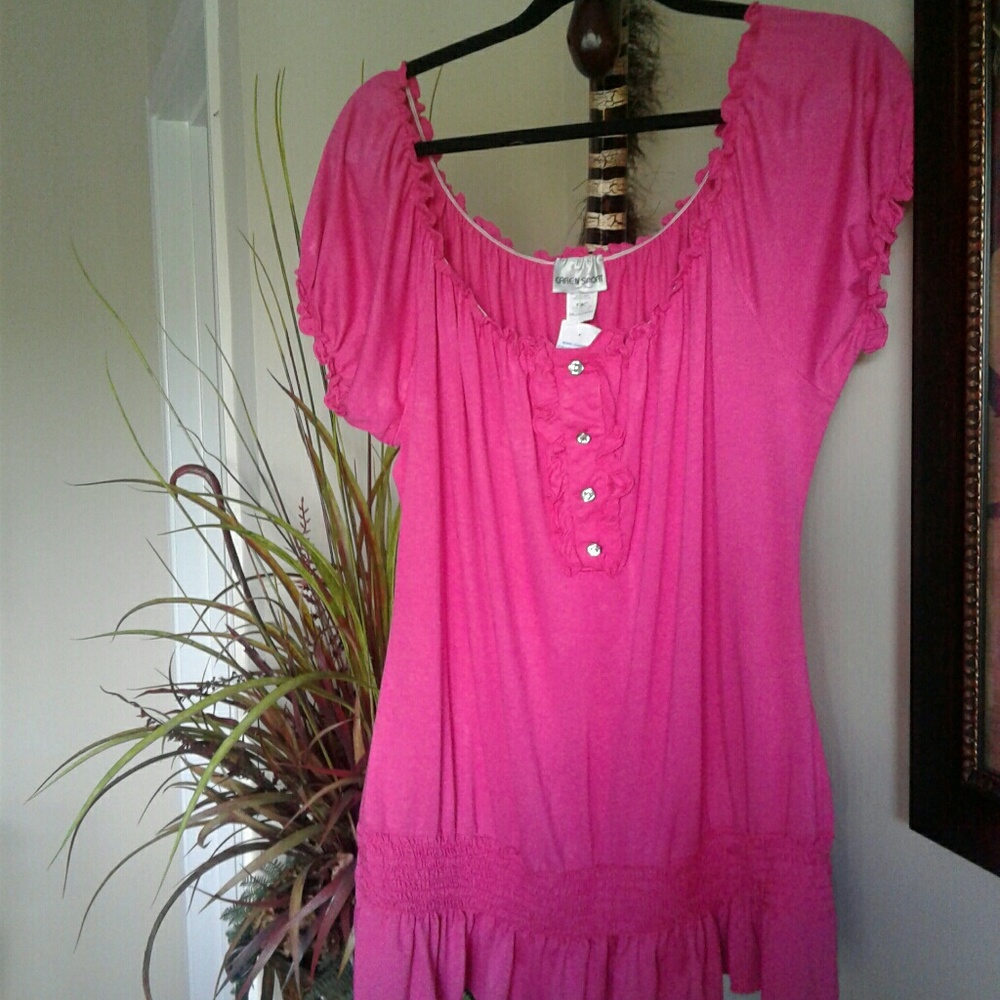 Caren Sport Plus Size Hot Pink Top